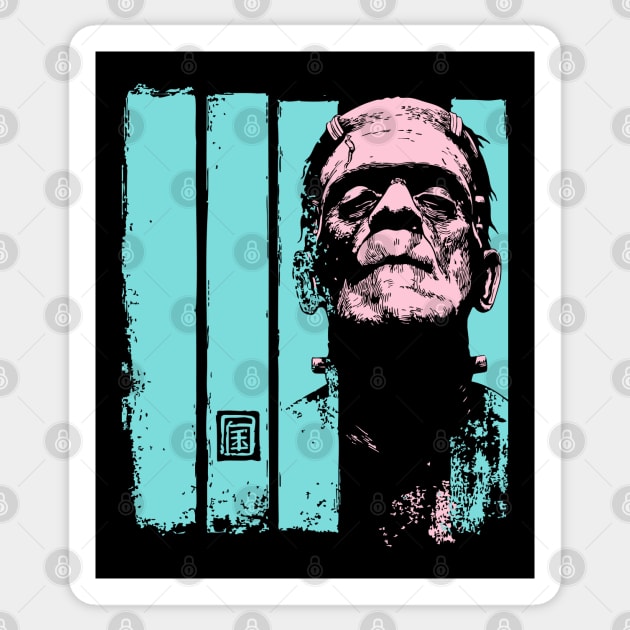 Intense Frankenstein Monster Ukiyo-e Horror Portrait Sticker by TuncGK